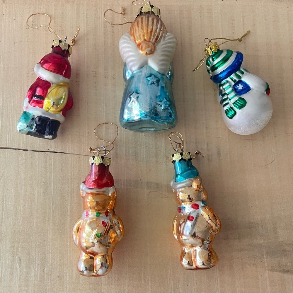 $15 SALE Vintage Holiday Ornament Set - Santa, Angel, Snowman, and Bears - Picture 2 of 3